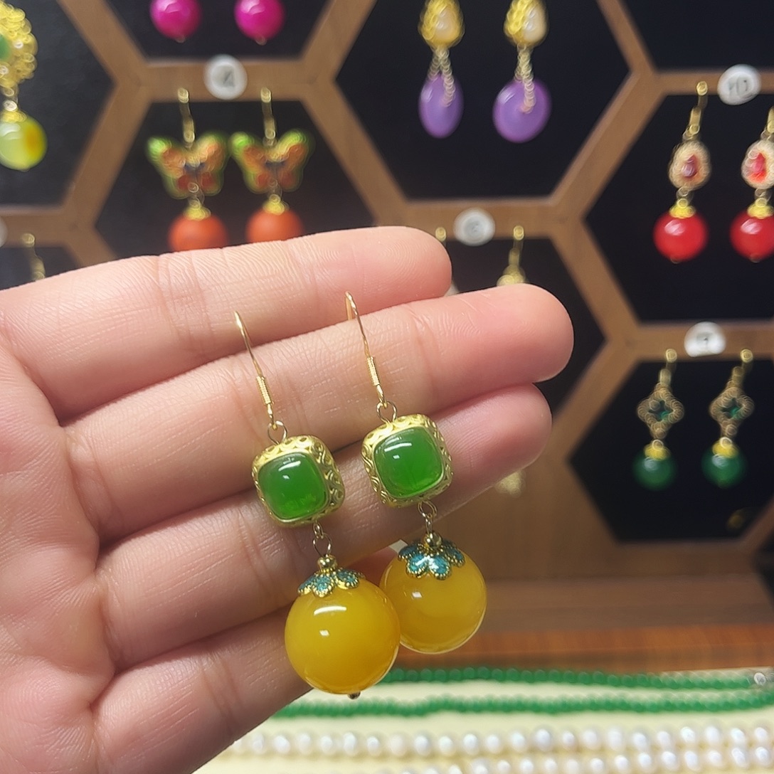 锆石纯铜合金耳饰