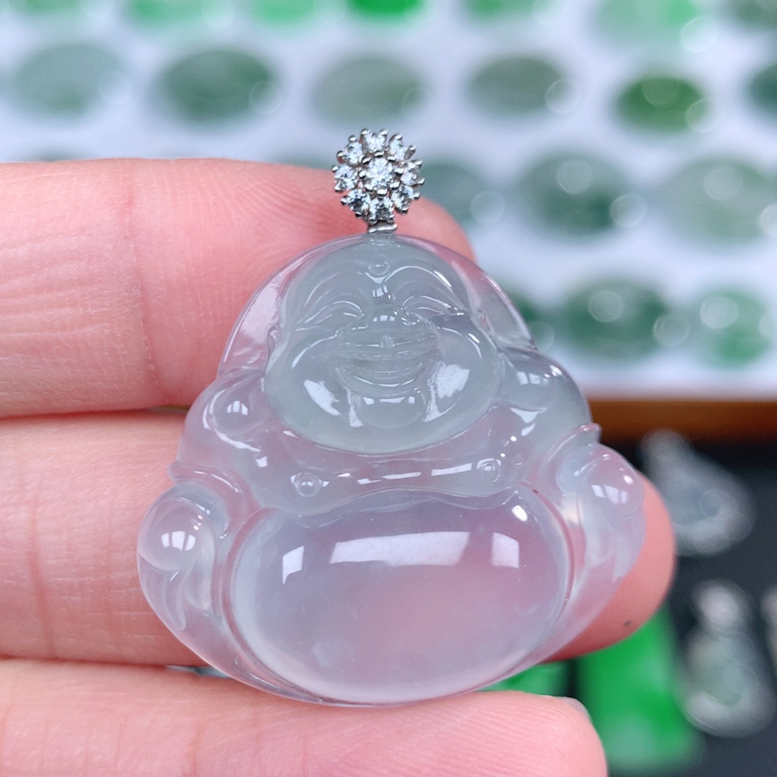 翡翠18K金镶嵌吊坠(不含链)33-29.5-6.0