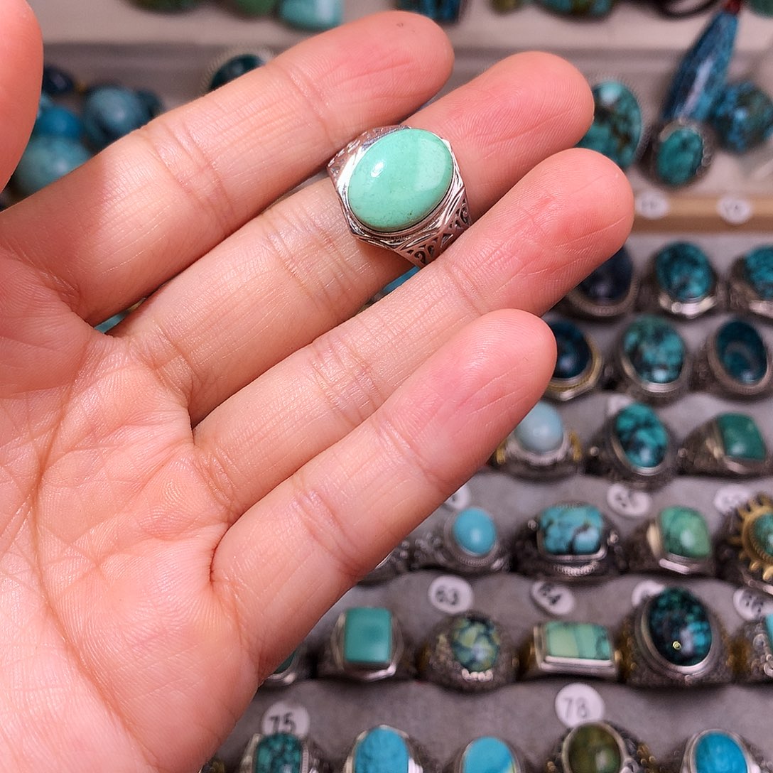 绿松石挂件银S925镶嵌