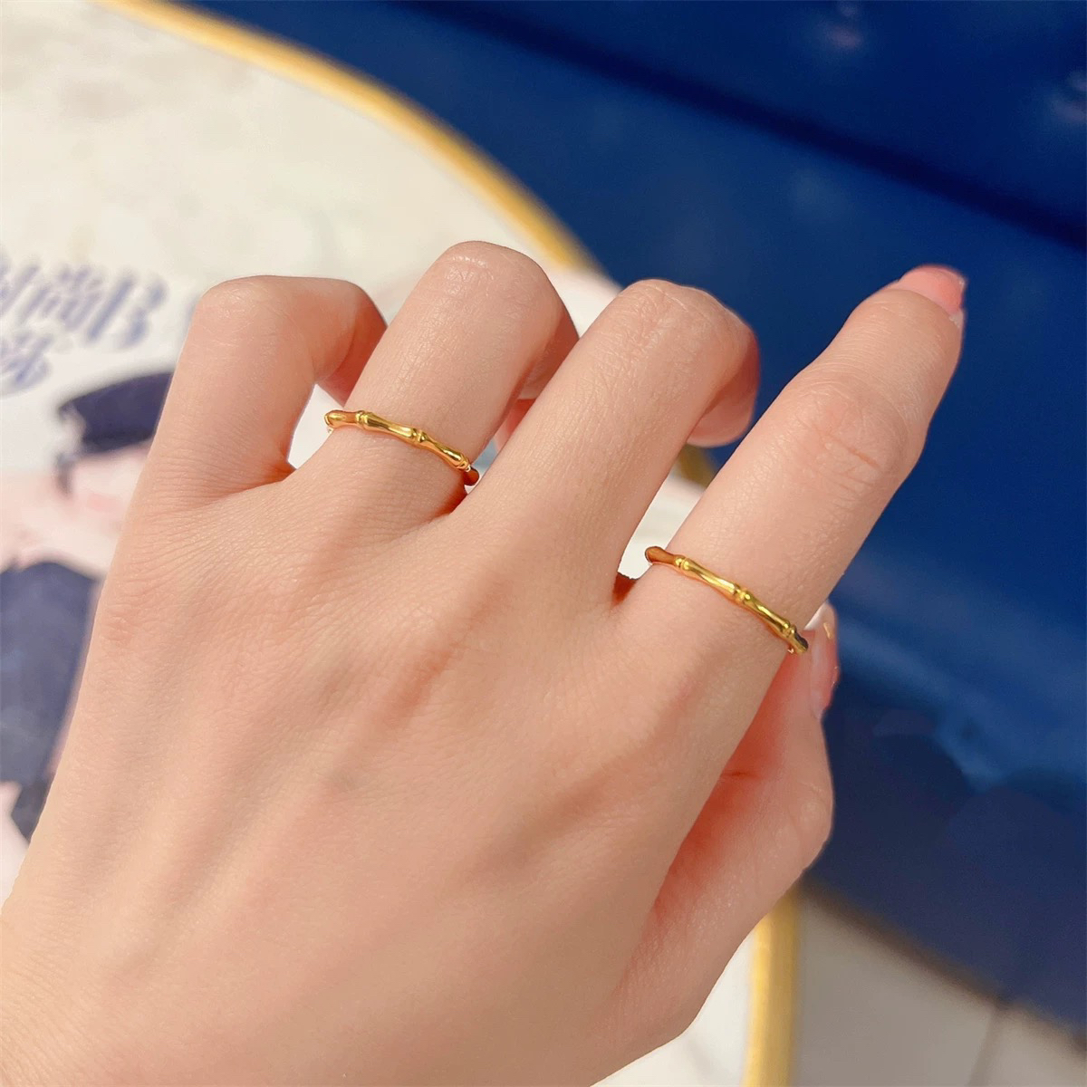 足银戒指 足银亮面竹节戒指