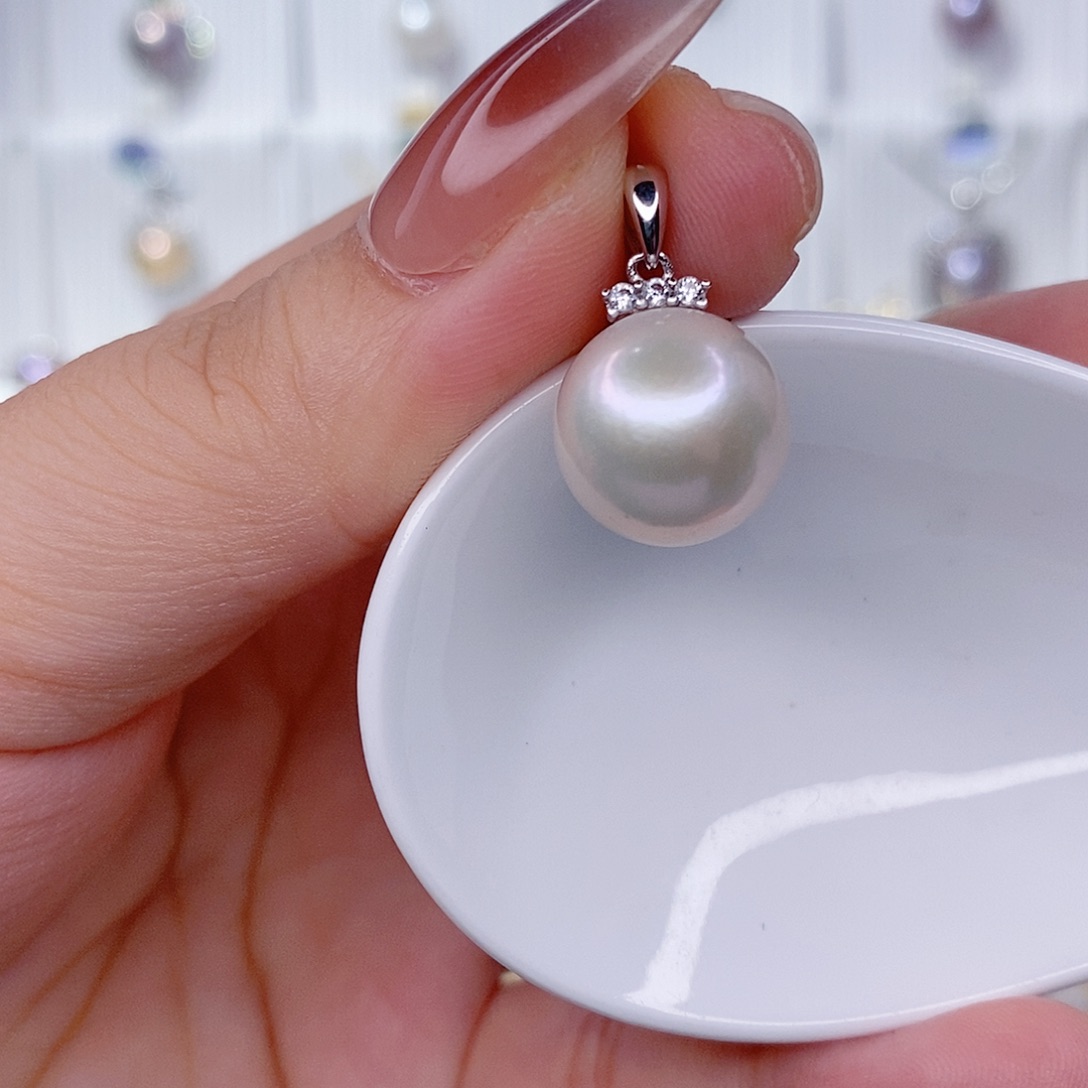 淡水珍珠银S925镶嵌吊坠(赠链)