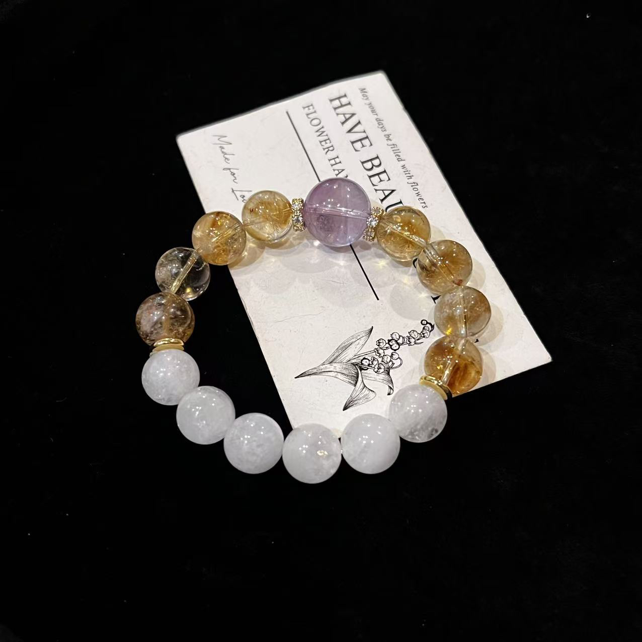 D888 「鎏光」黄塔拼接白幽灵设计款手串 多样性发一