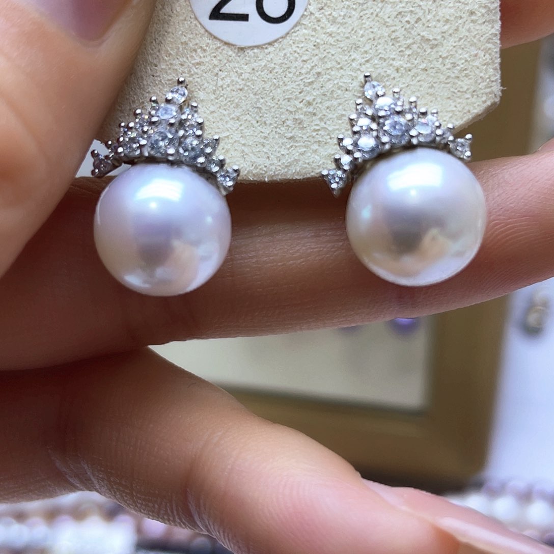淡水珍珠耳饰银S925镶嵌