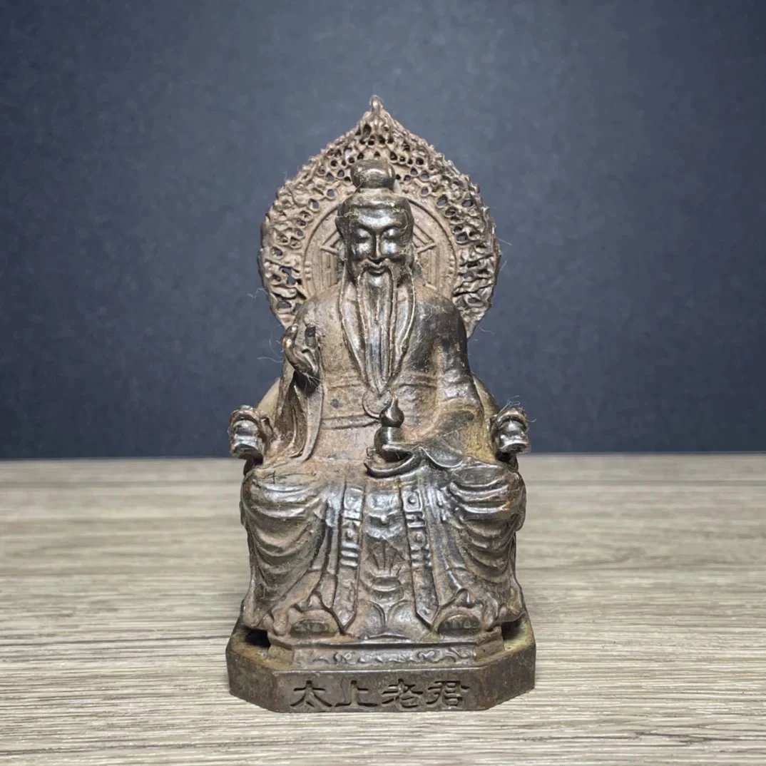 复古做旧太上老君坐像家居金属装饰三清原始家居装饰工艺品摆件