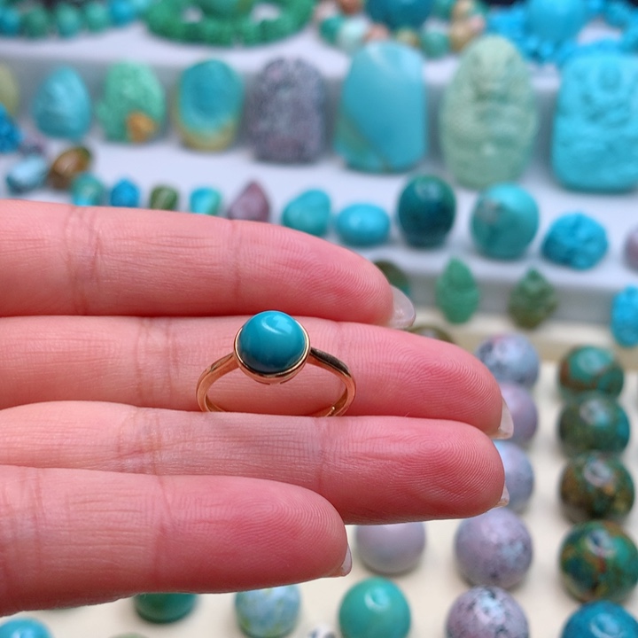 绿松石原矿18K金镶嵌小**l