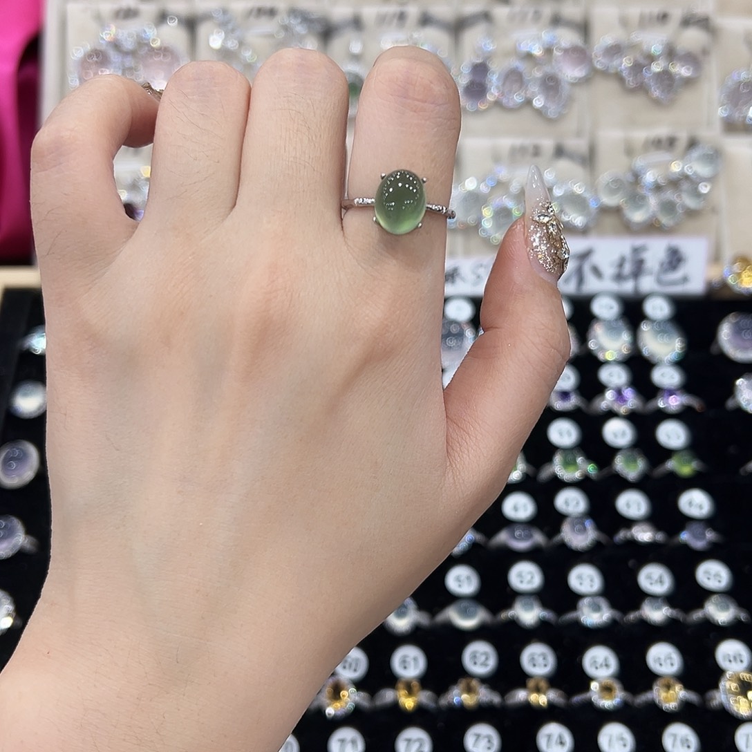 蛇纹石玉银S925镶嵌戒指