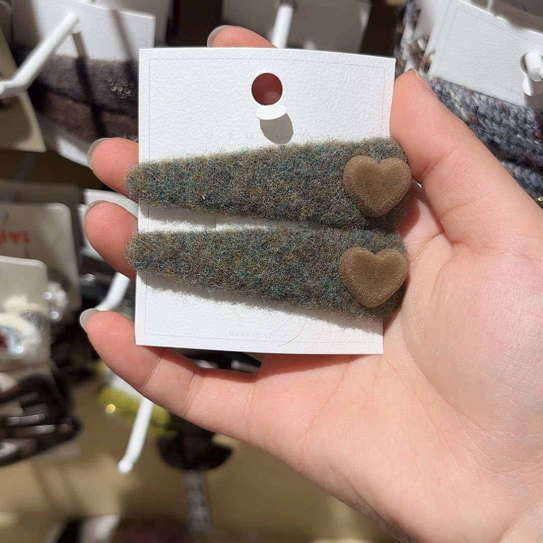 布艺非金属咸菜绿爱心拜拜夹