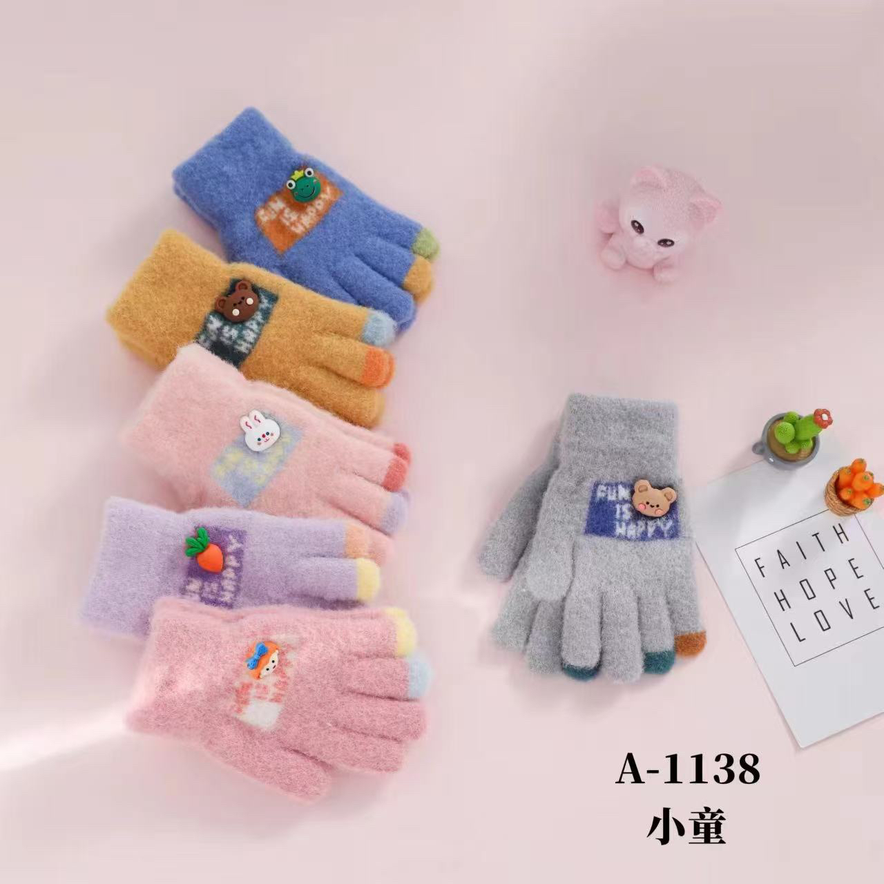5岁➖7岁宝宝小学女学院风男文艺风保暖五指手套卡通风小孩