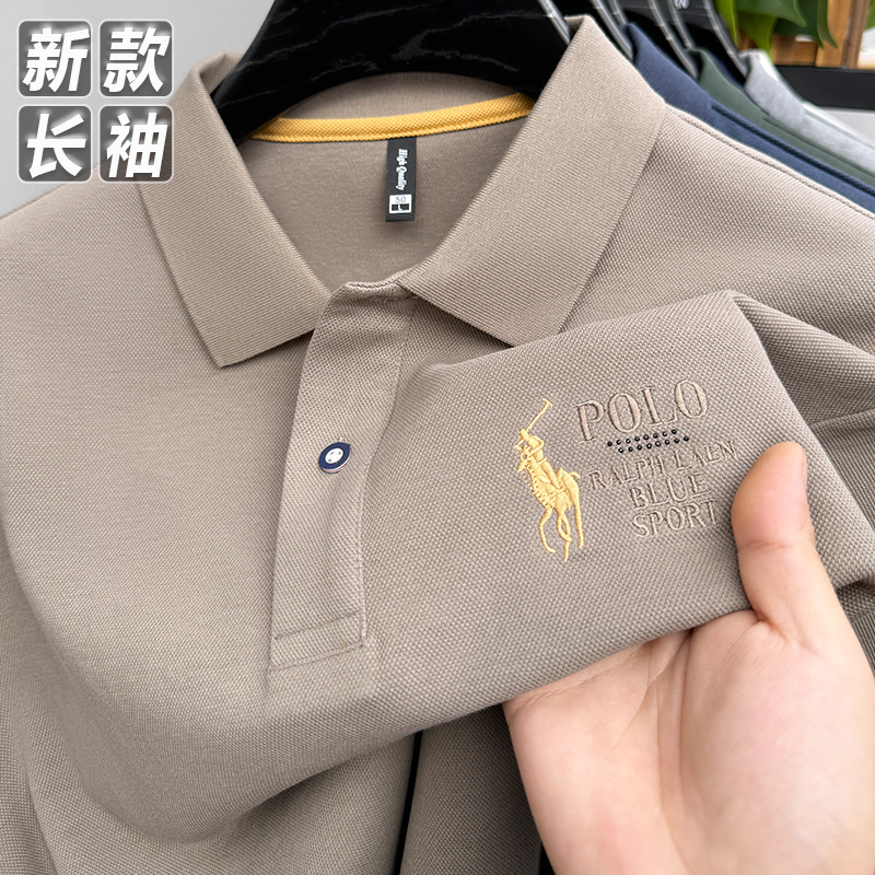 秋冬季新款长袖T恤男士保罗翻领刺绣polo衫商务休闲大码上衣打底t