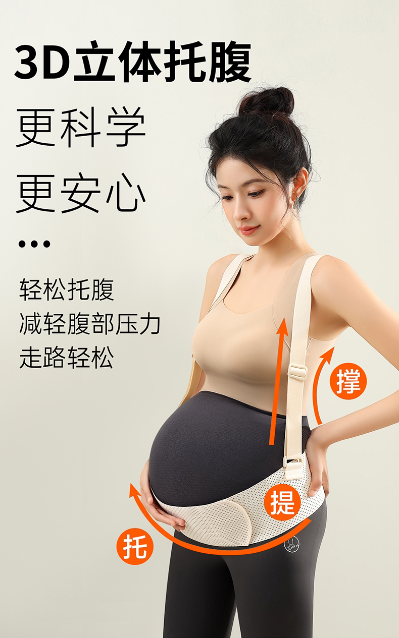 孕妇专用托腹带孕中晚期加宽高弹透气减轻腹部压力护腰带