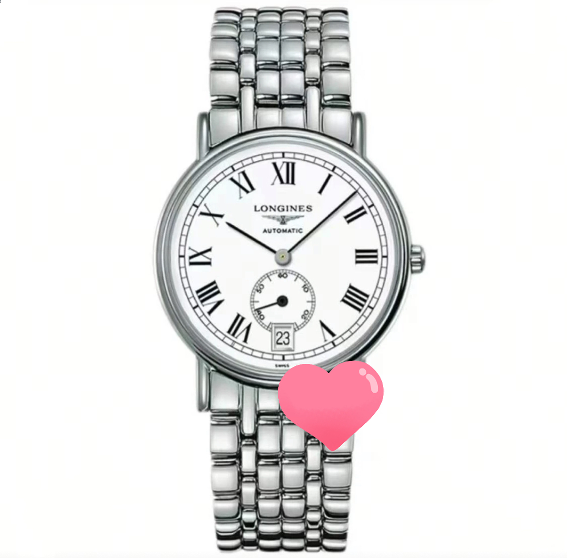 99新 Longines/浪琴 /瑰丽805秒盘白钢/表径38.5/自动机械男表