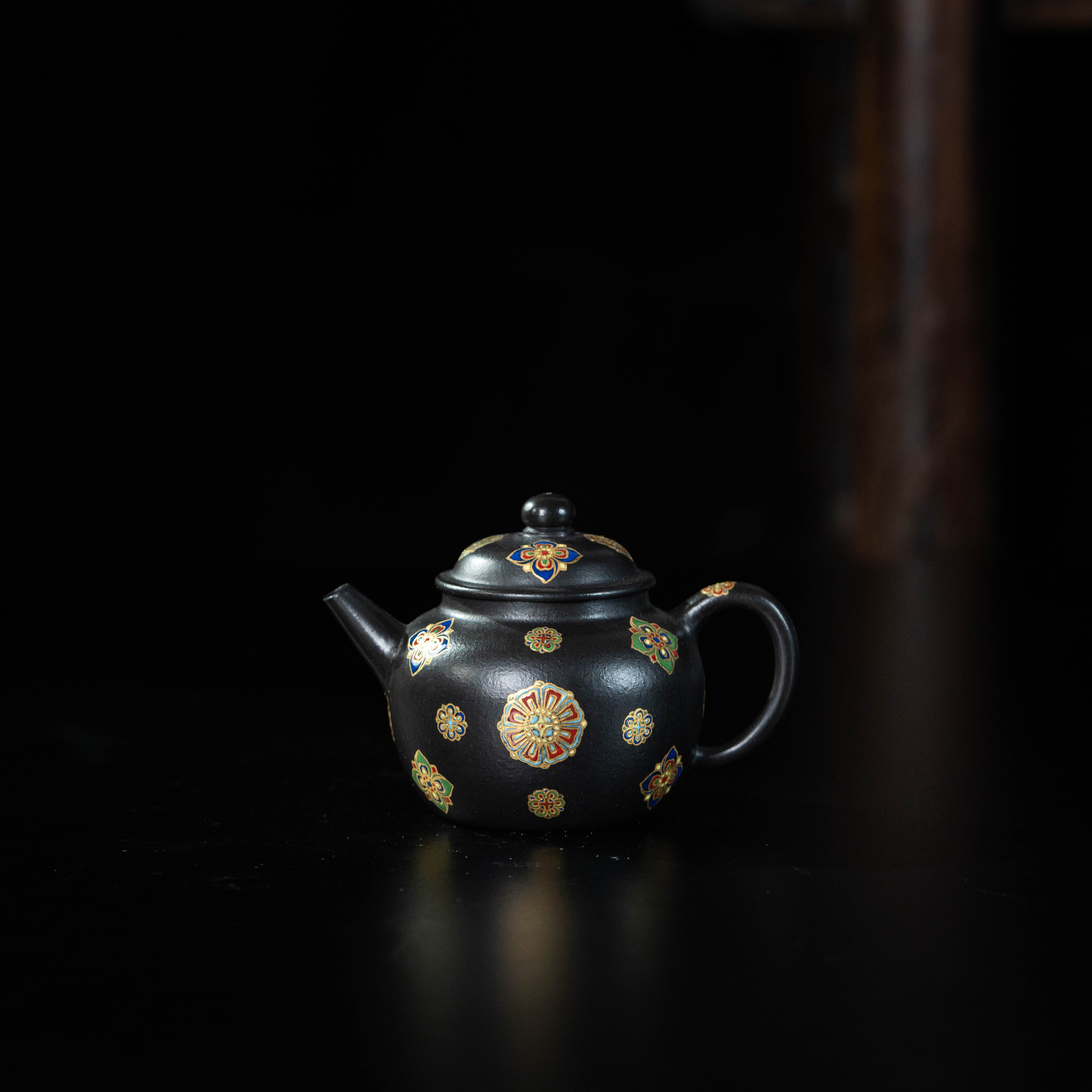 【合仲】皮球花笠帽 宝相皮球花纹150cc 家用紫砂茶壶