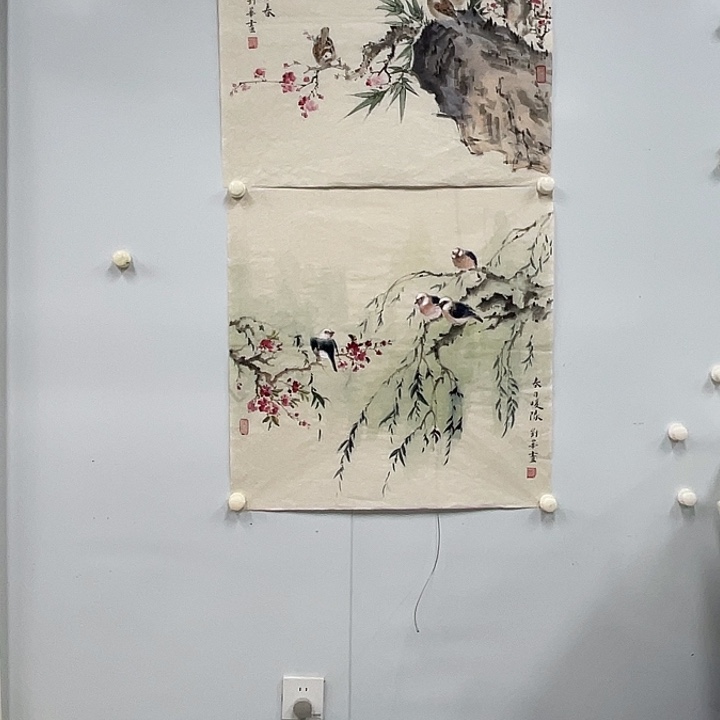 书法刘老师，作品花鸟40东方一对