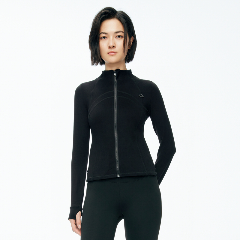 婉甸2025年冬季新品黑色长袖拉链上衣1244Y04SX5