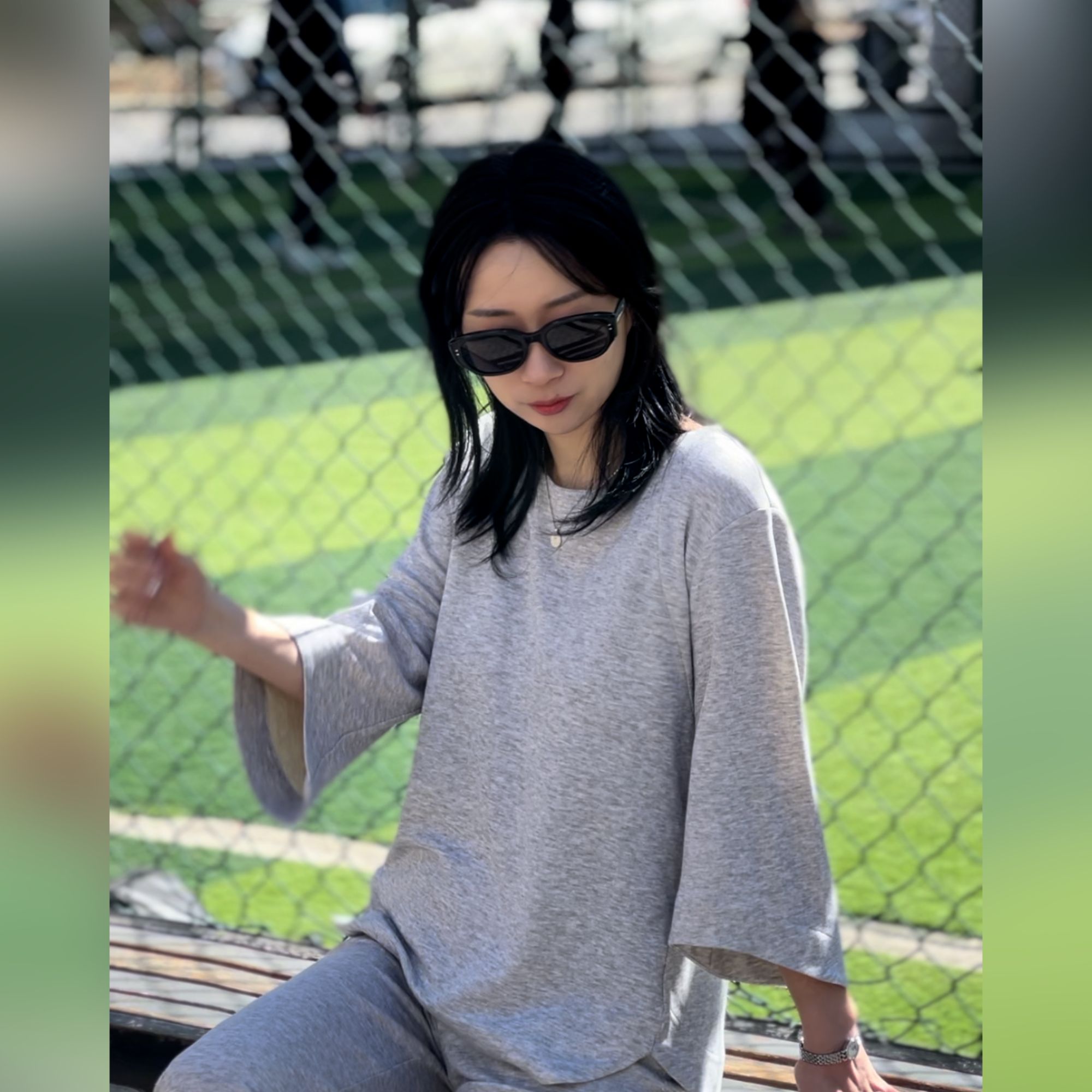 櫟丝御锦柞蚕丝女士八分袖上衣圆领春夏T恤舒适休闲 25041