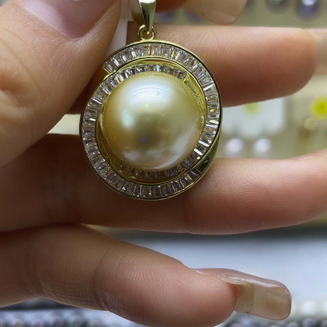 海水珍珠银S925镶嵌颈饰