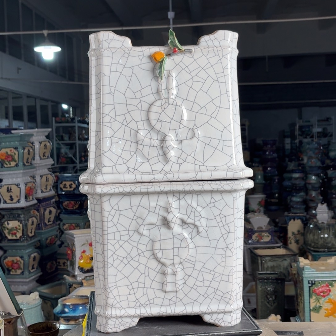 寸***艺一风堂石湾花盆 盆口收缩瑕疵（一共4个）