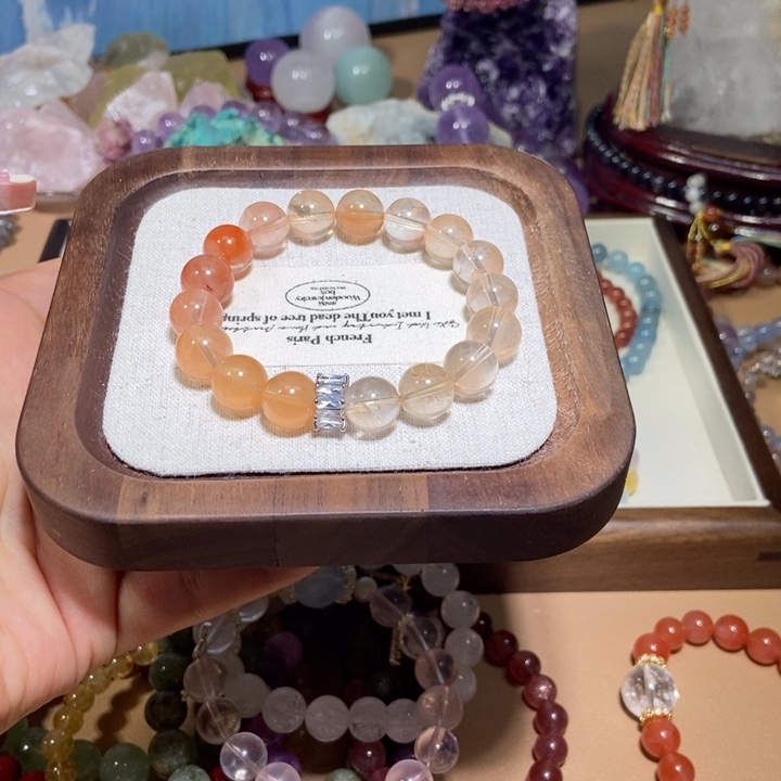 水晶手链合金渐变兔毛