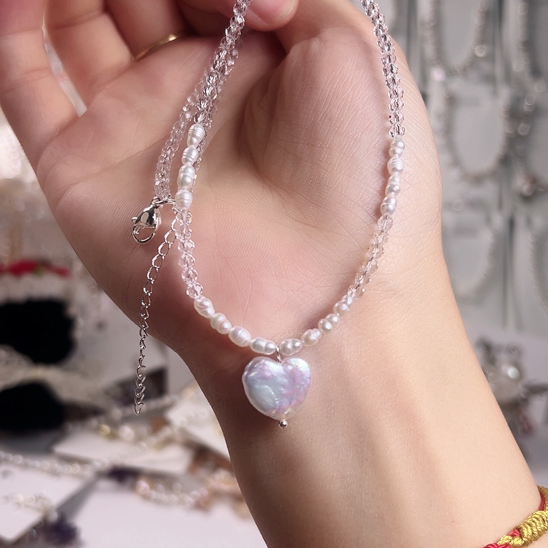 淡水珍珠银S925镶嵌颈饰