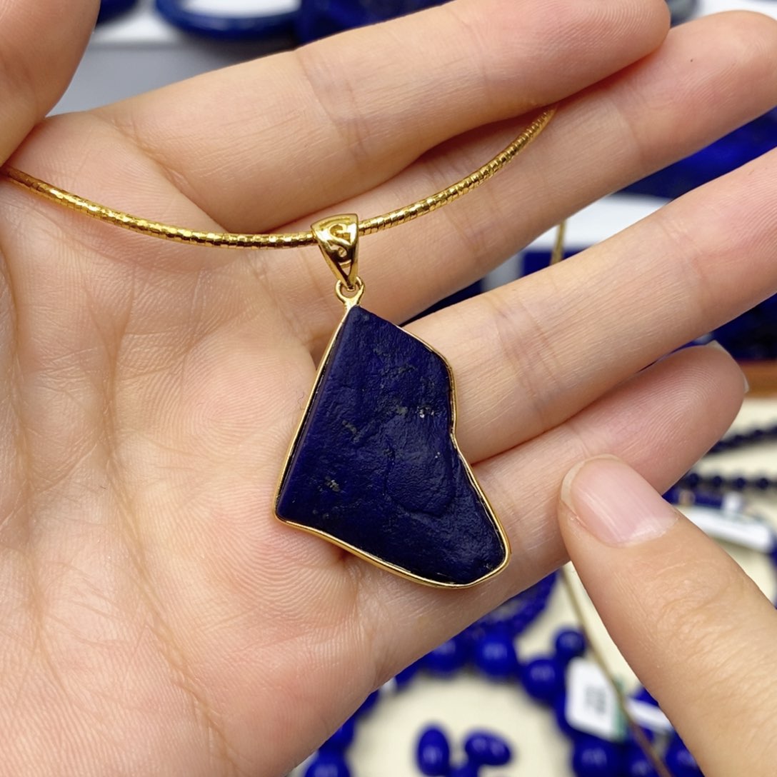 青金石颈饰银S925镀金镶嵌