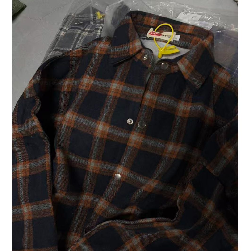 LM外贸原dan重磅加厚纯棉格子衬衫外套 男女同款