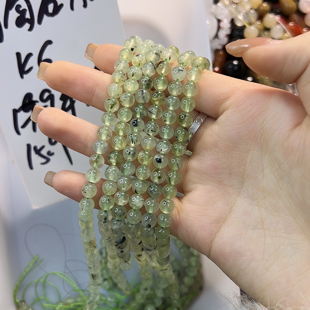 玛瑙/玉髓合金珠宝半成品葡萄石卡6一条