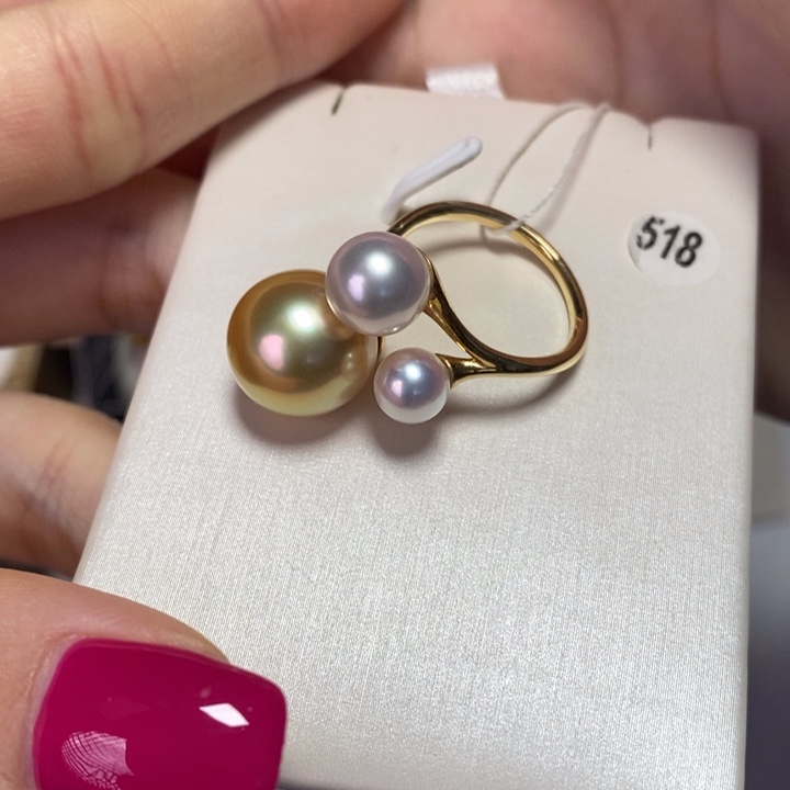 海水珍珠戒指18K金镶嵌