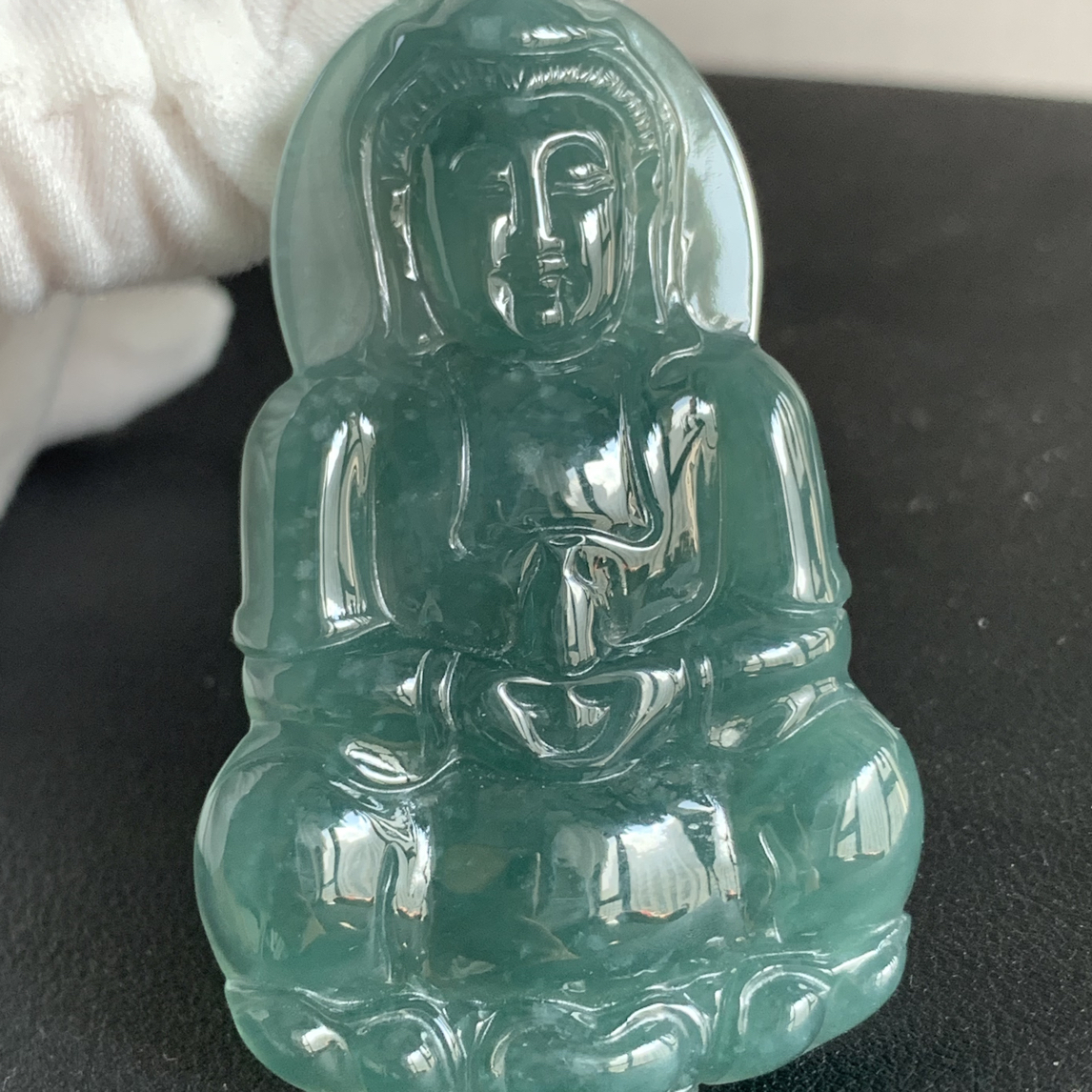 天然翡翠A货蓝水净瓶观音挂件正品翡翠冰种观音吊坠爸爸男友礼物