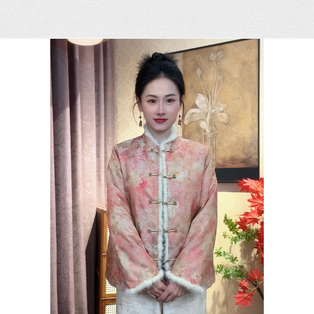 1101 水貂毛新款中式国风外套时尚洋气显瘦休闲【加厚款】