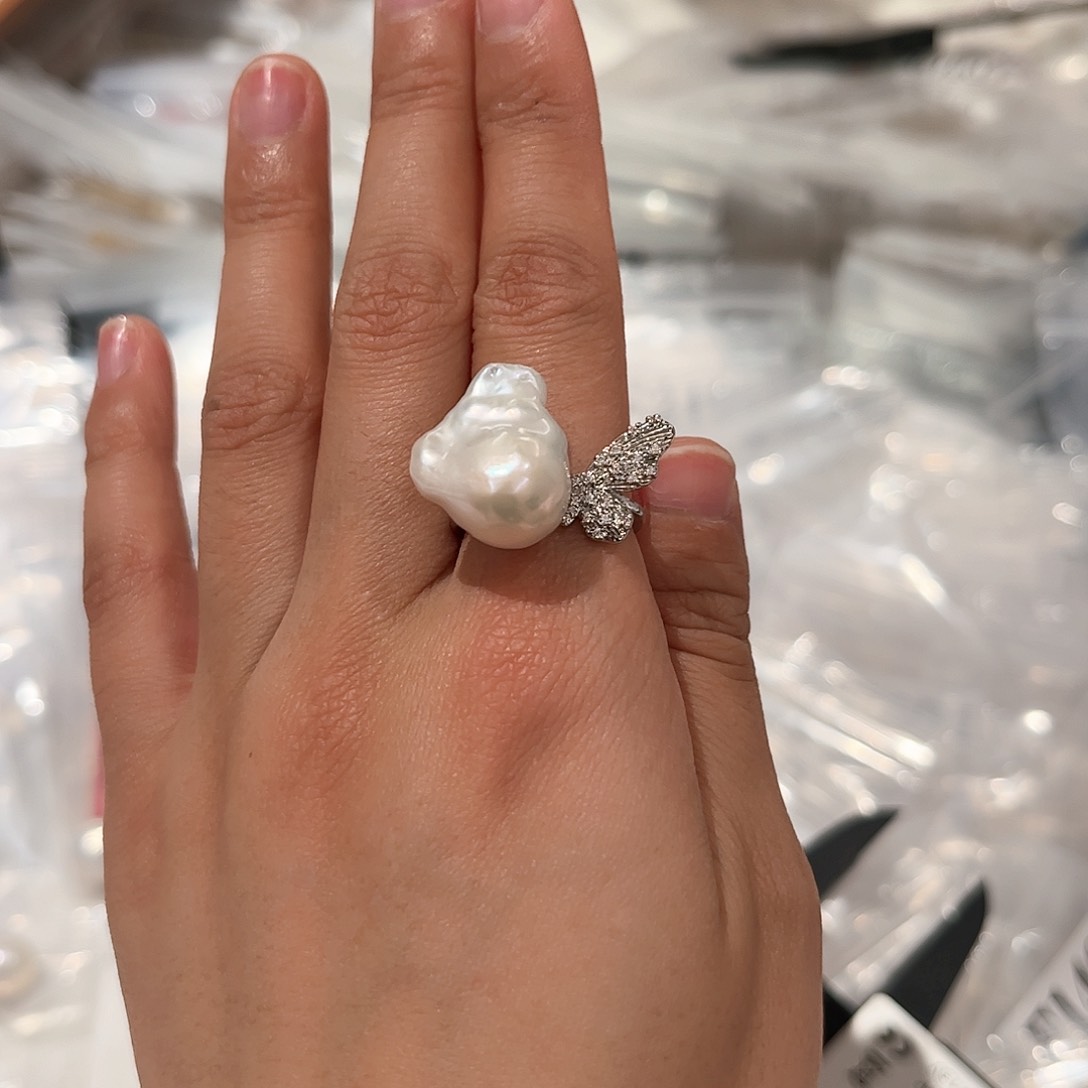 淡水珍珠戒指合金