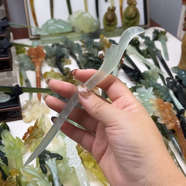 蛇纹石玉岫玉发簪未镶嵌