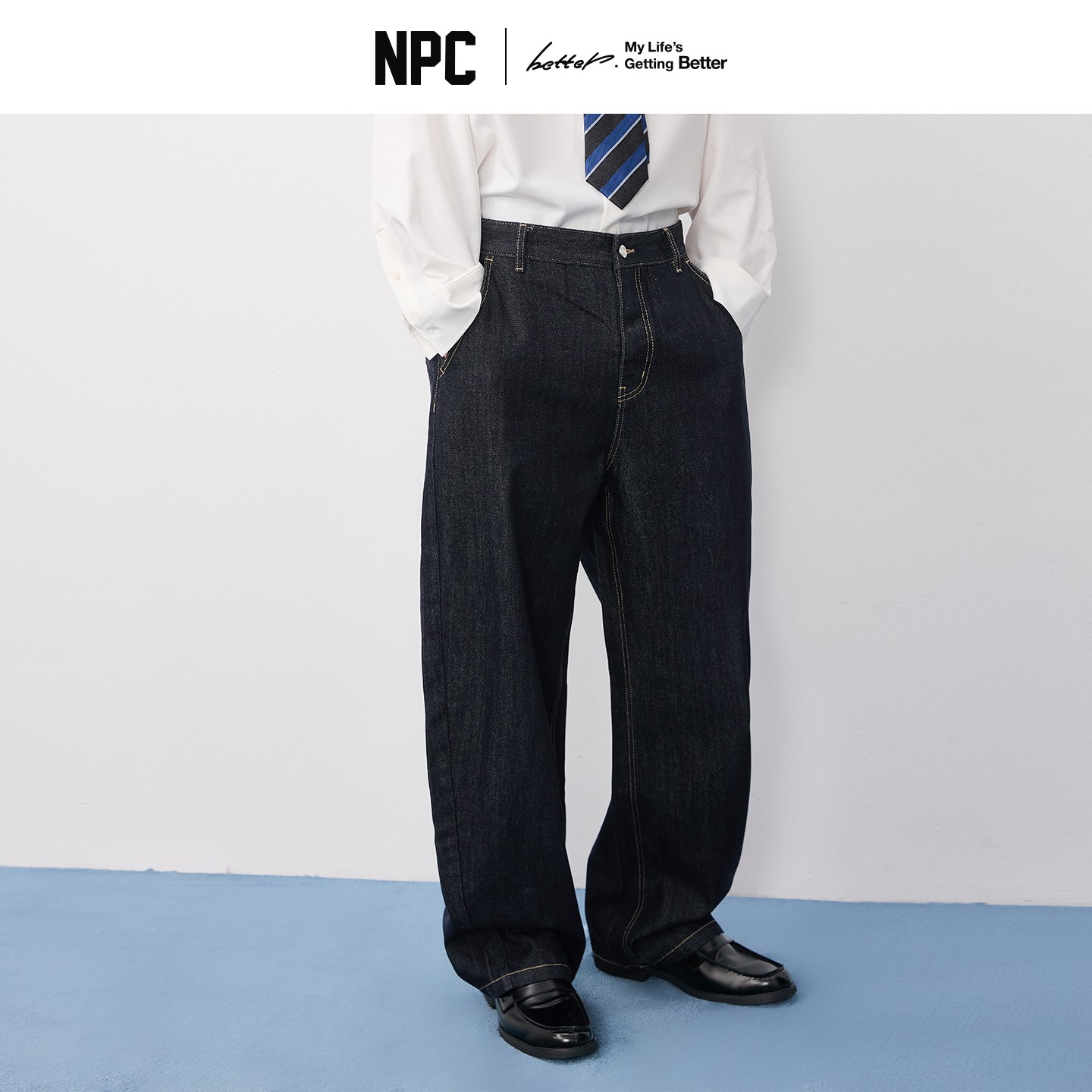 NPC潮牌【原牛】牛仔裤复古单宁vintage弯刀裤休闲百搭NP57DT60