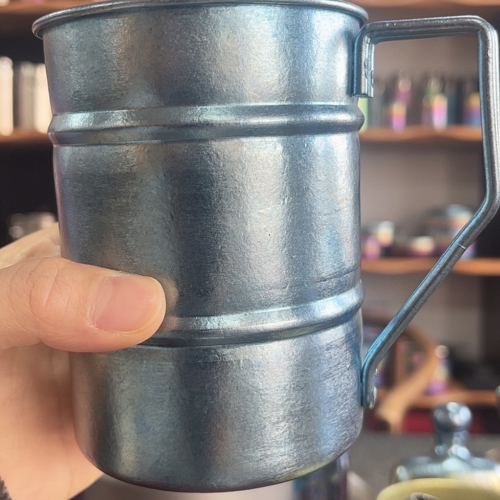 龙***刺钛合金纯钛蓝色油桶杯