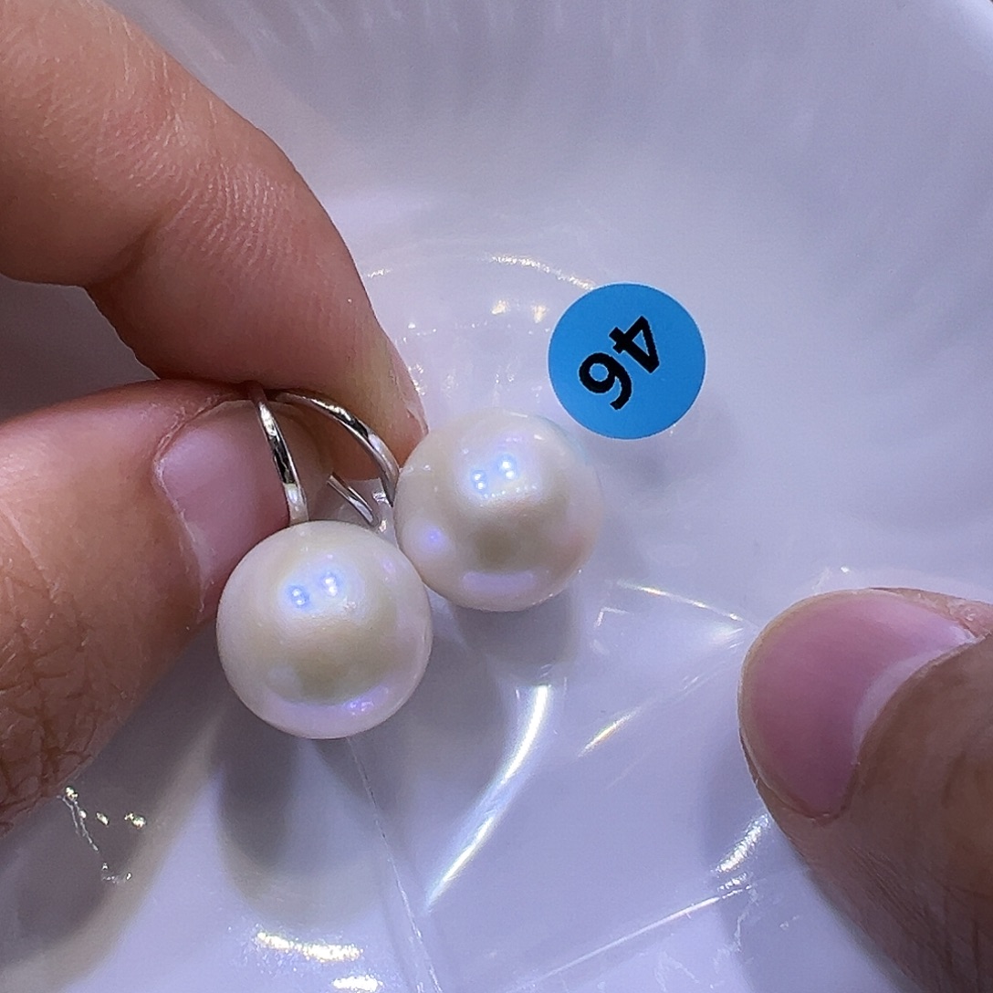 淡水珍珠银S925镶嵌耳饰