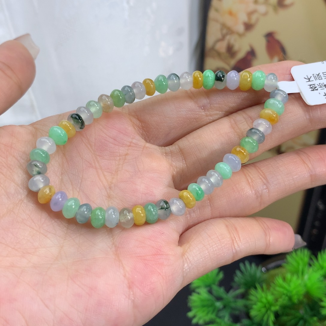 翡翠颈饰未镶嵌卡5.8多宝算盘手串