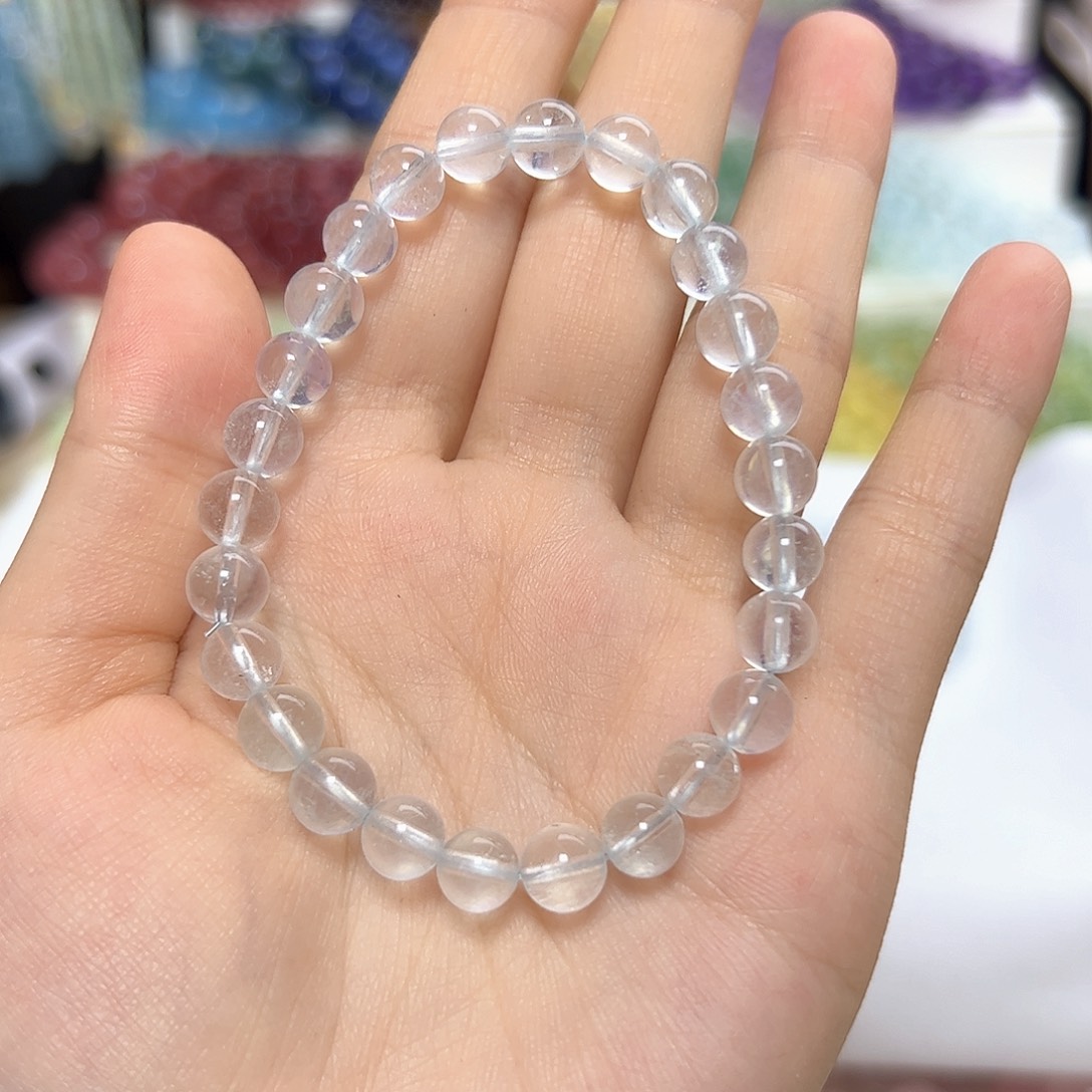 水晶手串未镶嵌X*?冰川海蓝宝7咪
