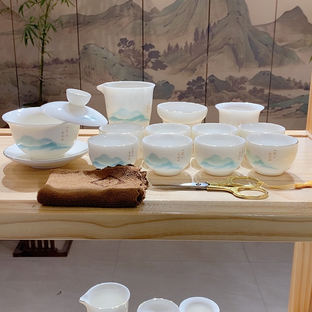 【墨城】羊脂玉瓷一览众山小15头