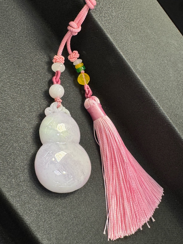 缅甸翡翠A货紫罗兰葫芦吊坠（福禄）包包、车挂尺寸：50*33.3*11.1