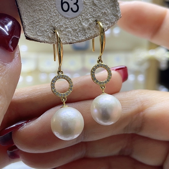 银S925镶嵌淡水珍珠耳饰