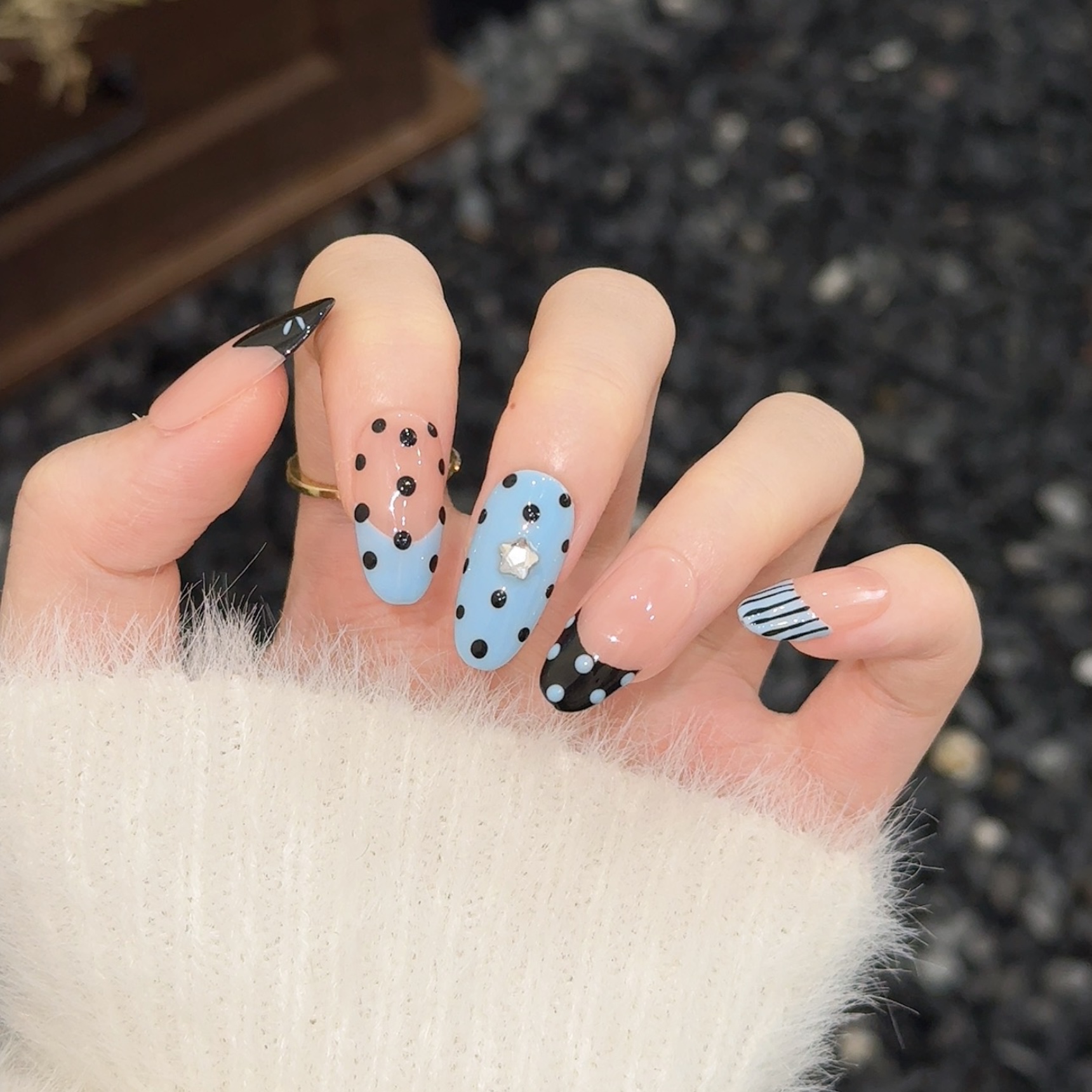 【海派甜心】甜辣风法式猫眼豹纹纯手工定制穿戴甲气质高级穿戴甲