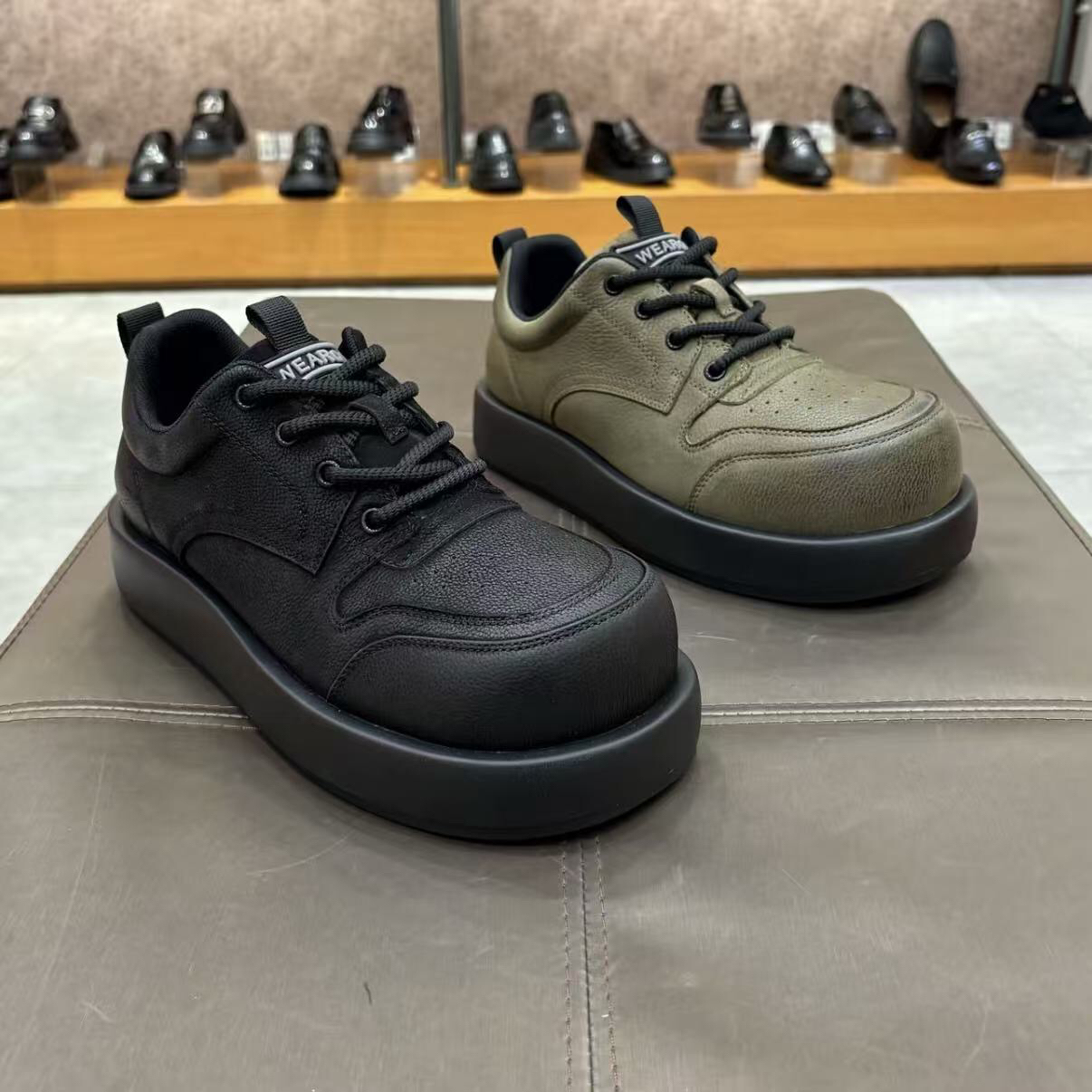 hg-m0712-3秋季新款牛皮厚底增高休闲时尚大头复古男鞋