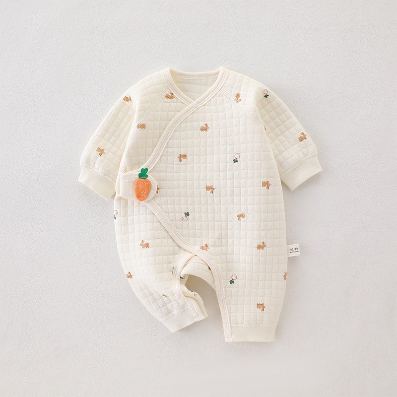 新生婴儿连体衣服保暖夹棉秋冬加厚初生儿和尚婴儿衣服秋冬款宝宝