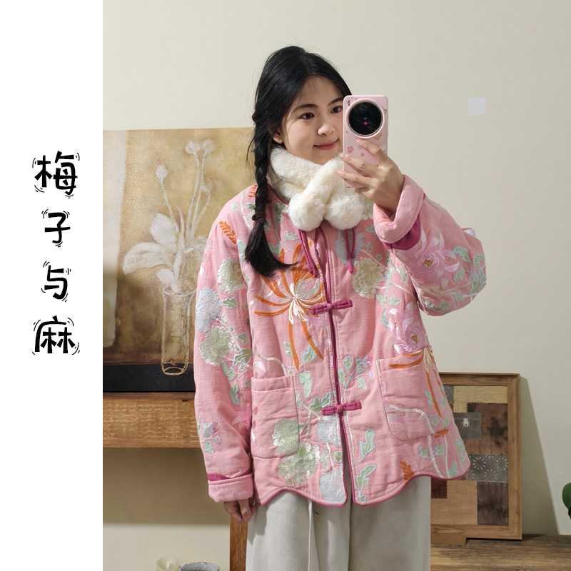 【莉莉推荐】设计款亚麻棉服377(胸围130  衣长65）