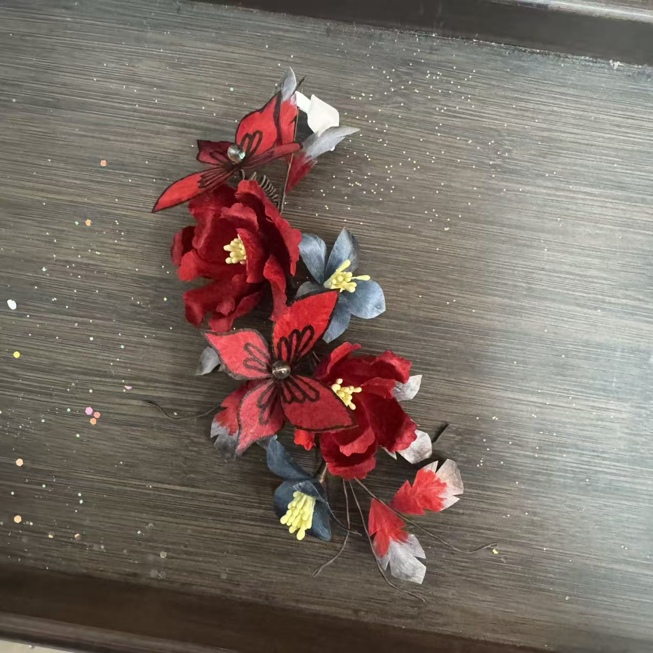 大麦吖古风发饰汉服绒花发簪 手工制作默认微瑕