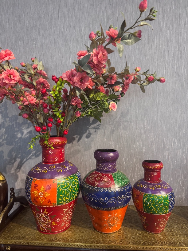 （全国包邮）一对雕花中号花瓶中式创意餐厅家用手绘装饰品