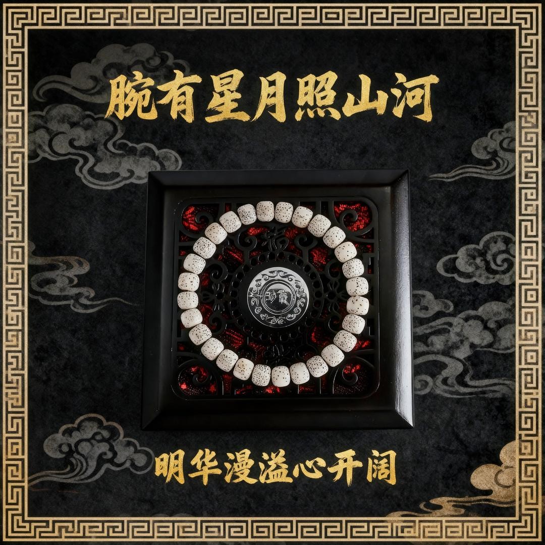 （8*9）河豚白 真海南星月菩提手串正品原生态月朗星稀顺白
