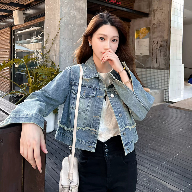 牛仔外套女短款2025春秋季新款小个子百搭洋气设计感上衣减龄气质