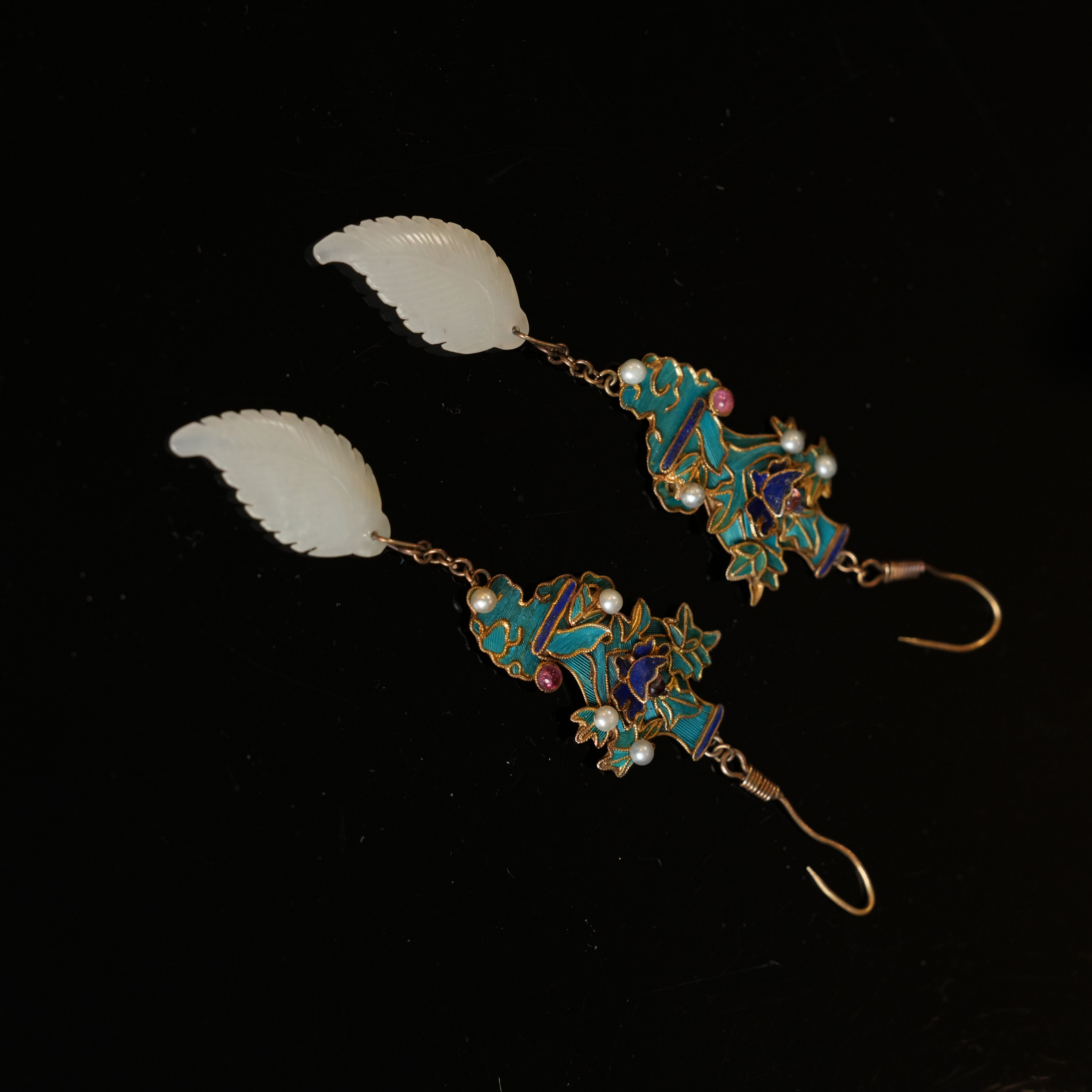 【南宫秀｜文物商店】公元19-20世纪前期和田玉耳环一对