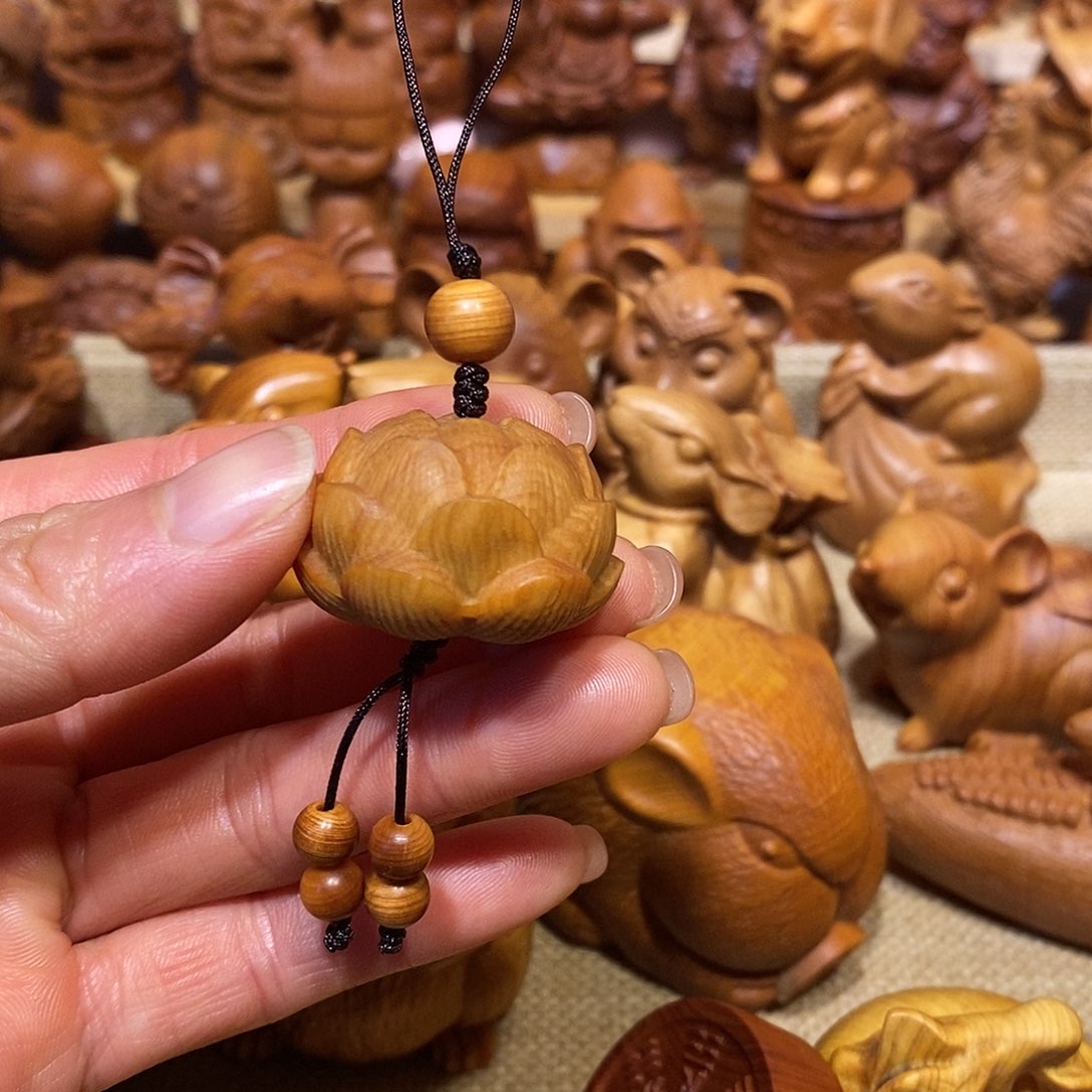 柏木（崖柏）S***7崖柏手把件，莲花