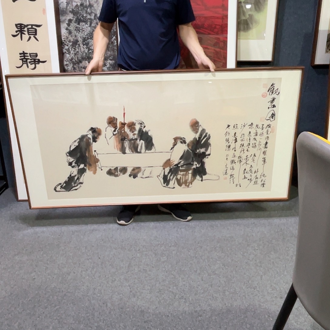 国画手绘画作品带框80/160